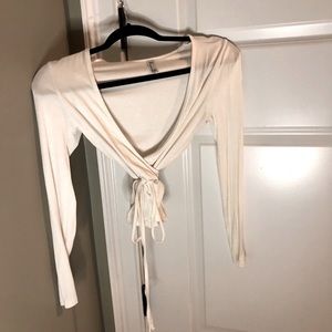American apparel wrap tie long sleeve tops